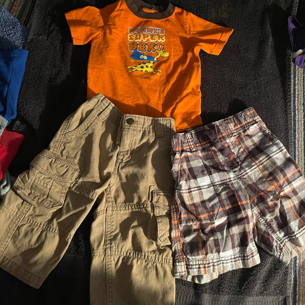 18 mo onesie with khaki jeans and shorts